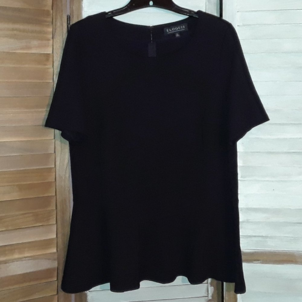 Eloquii Women's Blouse Size 16 Short Sleeve Round Neck Bosom Darts Top